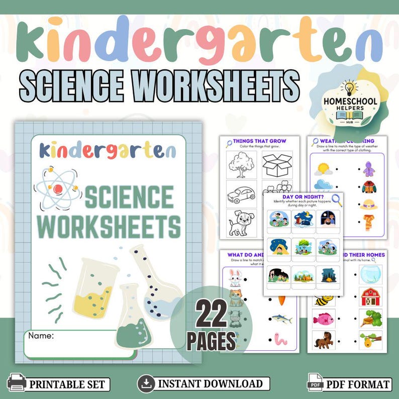 Kindergarten Science Workbook: 22 Printable Worksheet Activities for Home Learning & Teachers image 1
