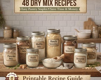 48 pdf-recepten voor droge mixpantry, zelfgemaakte kruidenmixen en bakmixen, helemaal zelf koken, voedselopslag, gids voor het bereiden van maaltijden