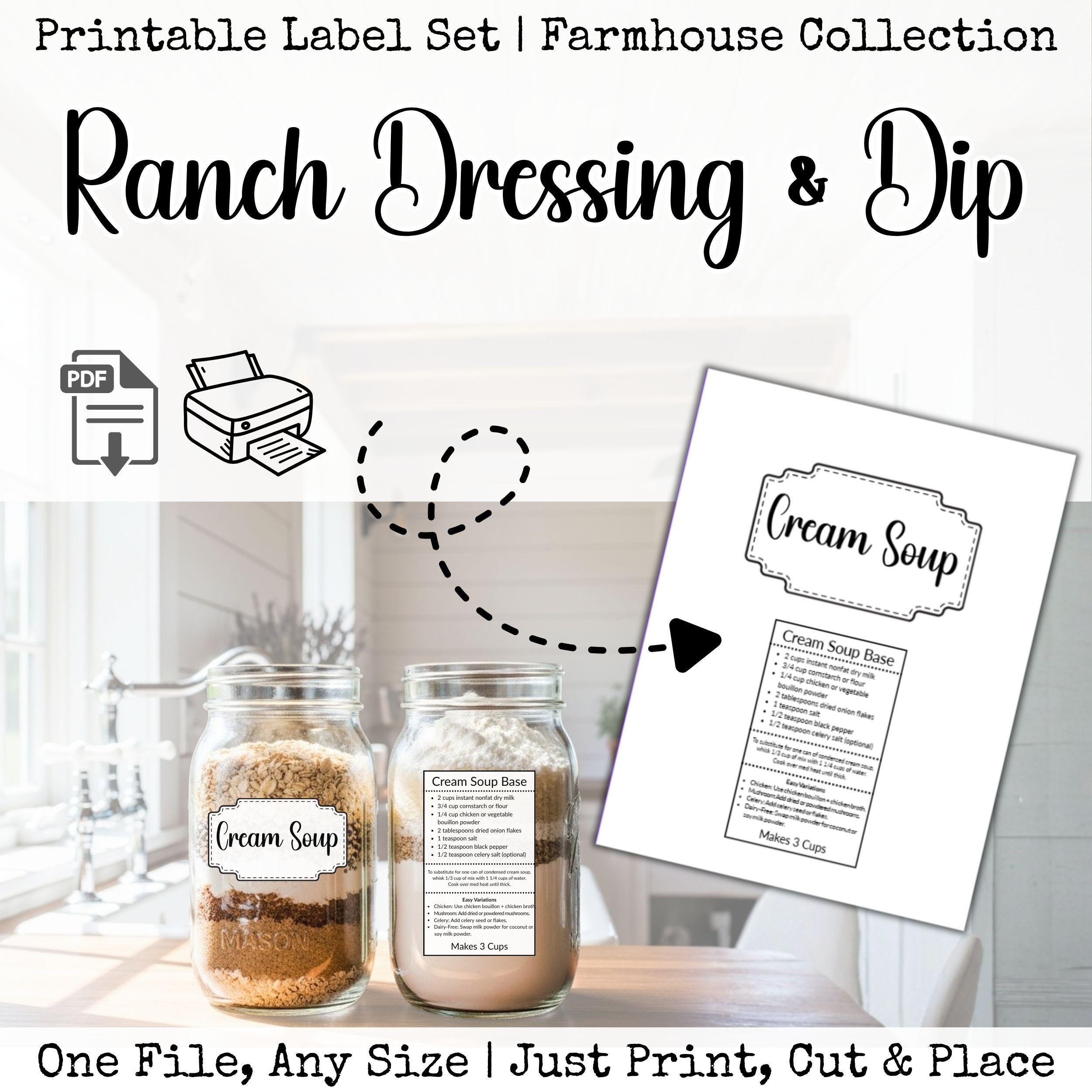 Ranch Base Dry Mix Recipe Labels | Printable Pantry Staples for DIY ...