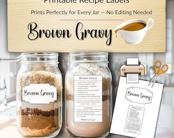 Brown Gravy Pantry Mix Label With Recipe | Printable Pantry Staples for Meal Prep