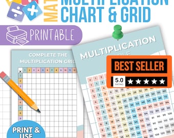 Printable Multiplication Chart and Worksheet | Math Practice Grid for Kids Times Table Learning