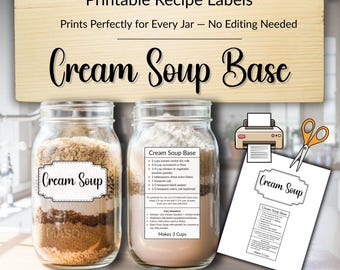 Cream Soup Base Dry Mix Recipe Labels | Printable Pantry Staples for Mason Jars & Containers | DIY Kitchen Organization