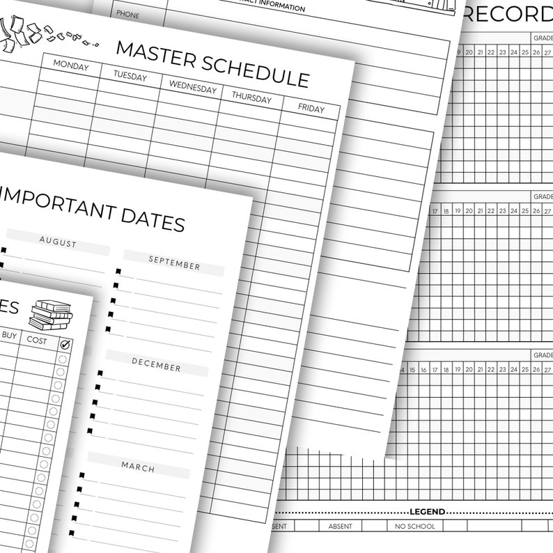 Homeschool Planner Printable 50+ Forms Kit Homeschool Record Keeping Attendance Tracker Organizer PDF Digital Download image 6