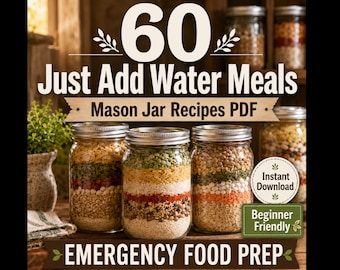 Homesteading Mason Jar Recipes PDF Emergency Food Prep Just Add Water Meals Pantry Storage Camping Survival Food Guide