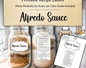 Alfredo Sauce Dry Mix Recipe Labels | Printable Pantry Staples for Mason Jars & Containers | DIY Kitchen Organization
