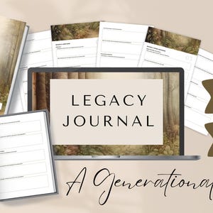 Legacy Journal | A Generational Story  | 45 Prompts | Family Keepsake | Memories | Grandparent Gift Printable Digital Download Forest Theme