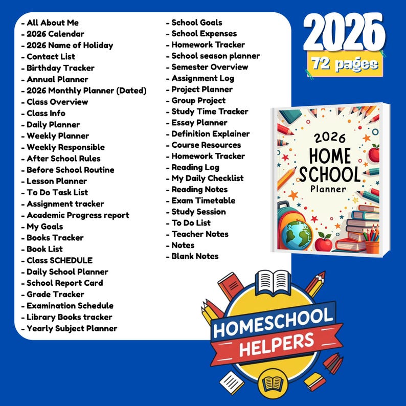 2026 Homeschool Planner PDF Bundle | Schedules, Attendance & Curriculum ...