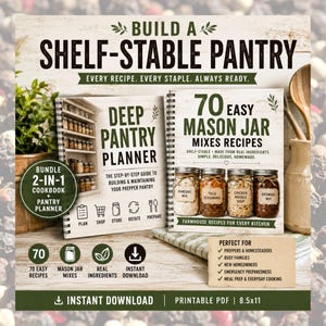Pantry Organization Bundle: Deep Planner & 70 Mason Jar Recipes, Printable PDF image 1