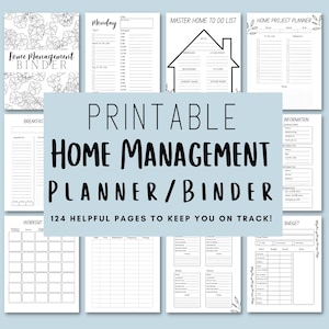 Home Management Binder Printable PDF: 124-Page Budget, Cleaning, Meal, Household & ADHD Planner – Minimalist, Instant Download