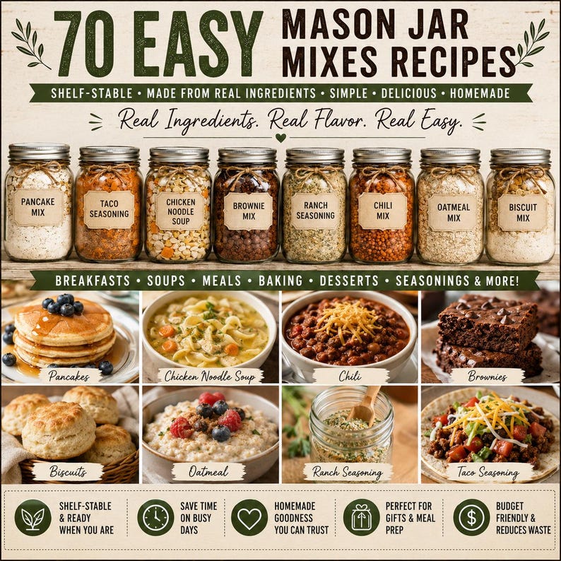 Pantry Organization Bundle: Deep Planner & 70 Mason Jar Recipes, Printable PDF image 2