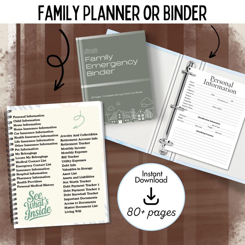 Family Emergency Binder Printable | Editable Disaster Preparedness ...
