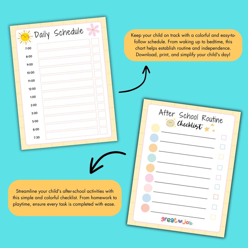 Printable Routine Responsiblity Chat Responsibility Charts for Kids Printable Bundle | Daily Routines, Chore ...