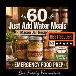 Recetas de alimentos en frascos Mason para la vida autosuficiente (PDF) Preparación de alimentos de emergencia: solo agregue agua. Almacenamiento de alimentos en la despensa. Guía de alimentos para acampar y sobrevivir.