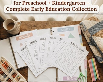Preschool Pre-K  Kindergarten Bundle Curriculum: 200+ Printable Education Resources for Early Learners