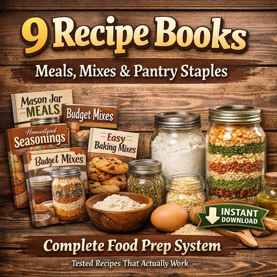 Homestead Food Prep Bundle 9 Recipe Books Pantry Staples Just Add Water Meals Shelf Stable Meal System PDF