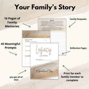 Legacy Journal Digital Download | Family Memory Book with 45 Prompts | Printable Keepsake for Generational Storytelling, Memory Heirloom image 7