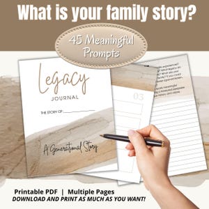 Legacy Journal Digital Download | Family Memory Book with 45 Prompts | Printable Keepsake for Generational Storytelling, Memory Heirloom image 6