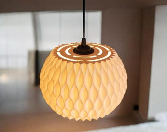 Lámpara colgante WAVY: luminaria de diseño contemporáneo, difusión suave y ambiente cálido, pantalla texturizada.