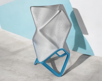 Lámpara de origami grande: elegante lámpara de mesa escultural, diseño contemporáneo, bombilla LED E27 y cable trenzado blanco incluido.