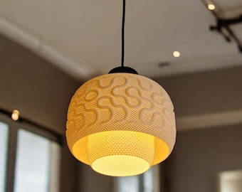 Modern Design Pendant Light with White Organic Pattern Shade, E27 Ceiling Light with Diffuser, Minimalist Living Room/Bedroom Lamp — SEAMLESS