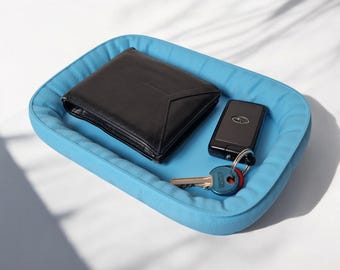 Bandeja decorativa moderna para todo uso: bandeja acolchada para guardar llaves, joyas y artículos de uso diario, ideal para la entrada o la oficina.