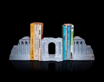 Sujetalibros de ruinas antiguas (3 piezas, módulo izquierdo, derecho y central) - Decoración de arquitectura histórica