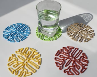 Posavasos de diseño WALNUT V1 – Juego de 5 posavasos – Posavasos modernos – Decoración de cocina – Accesorio de escritorio – Regalo de inauguración de la casa