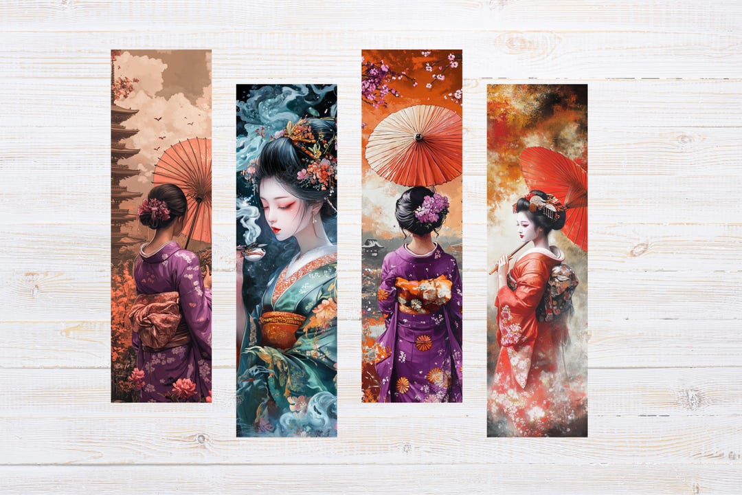 Geisha Inspired Printable Bookmark Set Unique Asian Art Gifts Book ...