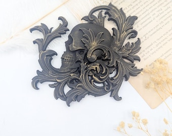 Skull wall decor, baroque skull, oddities and curiosities, steampunk gothic decoration