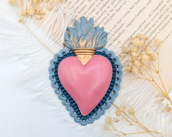 Sacred heart ex voto, mystic decoration oddities and curiosities, catholic heart