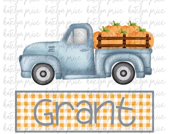 Vintage truck, Pumpkin patch png, pumpkin, truck, gingham, kids fall png, fall png, fall, boy fall design, png, png design, digital file