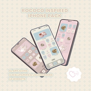 Rococo iPhone Theme Pack Marie Antoinette Coquette Cute Blue Icons iOS Wallpapers Widgets (Digital Download)