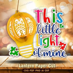 Dit kleine lichtje van mij autisme lantaarn papier gesneden bestand/autisme lantaarn autisme schaduwdoos autisme acceptatie autisme bewustzijn autisme moeder/K315