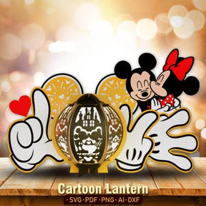 Lanterne de la Saint-Valentin en dessin animé, svg lanterne de la Saint-Valentin, lanterne d'amour, décoration de la Saint-Valentin, cadeau Saint-Valentin, Happy Valentine, lanterne de souris/K143