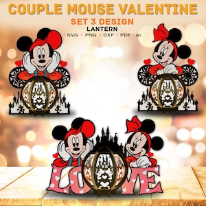 Lot de couple lanterne de la Saint-Valentin, svg lanterne de la Saint-Valentin, dessin animé lanterne de la Saint-Valentin fichier, décoration Saint-Valentin, cadeau Saint-Valentin /K142