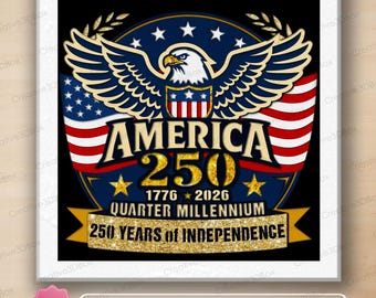 America 250 Shadow Box SVG, 1776 2026 Quarter Millenium Adler Patriotisch Schichtpapierschnittdatei, 4. Juli Dekor Design / H96
