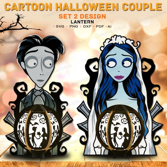 Gothic Groom Lantern Design, Halloween Paper Cut Template, Romantic Skeleton Lantern Decor, Spooky Gothic Craft Gift For Lovers /K759