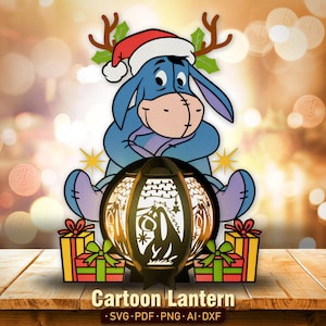 Lanterne de Noël dessin animé svg, lanterne de personnages de dessins animés, lanterne de dessin animé, boîte d'ombre de dessin animé, décoration de Noël, Noël, cadeau pour enfant, K16
