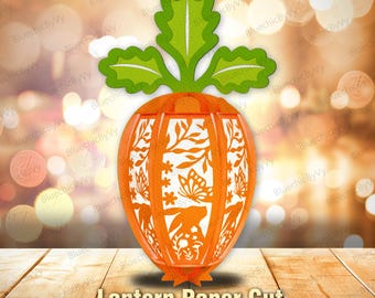 Lanterna pasquale a forma di carota, carta ritagliata / Felice Pasqua, decorazione pasquale, simpatici coniglietti floreali, scatola delle ombre pasquali, regali di Pasqua per bambini /K269