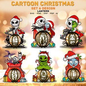 Lantern Nightmare Bundle, Christmas Lantern, Movie Christmas Lantern,Movie Characters Christmas Lantern,Christmas Decor, Christmas gift /K37
