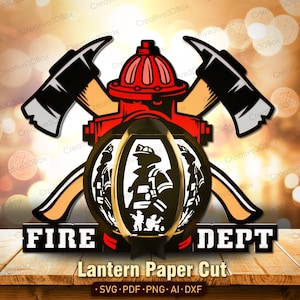 Feuerwehrmann Laterne Papierschnitt, 3D Schicht Dekor mit Helm und Axt, Feuerwehrmann Geschenk für Helden Wertschätzung Handwerk / K487