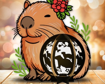 Capybara Lantern Lantern Paper Cut File | Capybara Shadow Box Decor Animal Lantern Capybara Cute Capybara Light Box Gift for Kids /K119