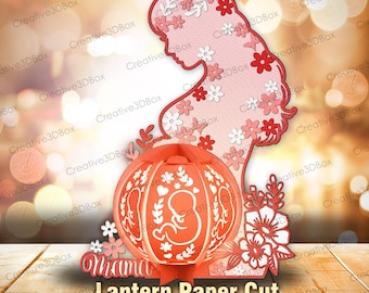 Pregnancy Mother Lantern Paper Cut File | Pregnancy Mother Shadow Box Mother's Day Lantern Gift for Mom Best Mom Ever Mother Day Gift /K342