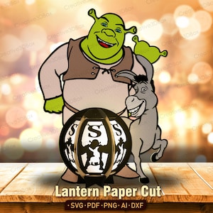 Cartoon Lantern SVG, Shrek Lantern, Character Lantern, Kids Lantern SVG, Layered SVG Lantern, Paper Cut Light Box, Gift Lantern Decor /H123
