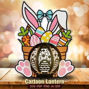 Lapin de Pâques panier lanterne papier découpé fichier | Panier de Pâques lanterne de Pâques pop-up Pâques Panier décoratif oeuf de Pâques lanterne de Pâques /K207