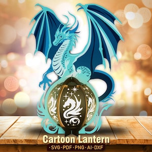 Dragon lanterne papier découpé fichier | Boîte à ombres dragon décoration dragon lanterne dragon pour décorations animales boîte à lumière dragon cadeau pour enfants/K72