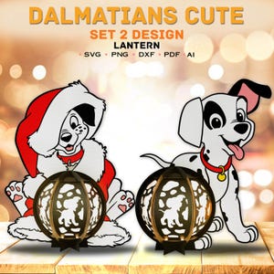 Dog Christmas Lantern, Cartoon Characters Lantern, Dalmatian Lantern svg, Dog Lover Lantern, Dog Lantern, Christmas gift, Gift for Kid /K68