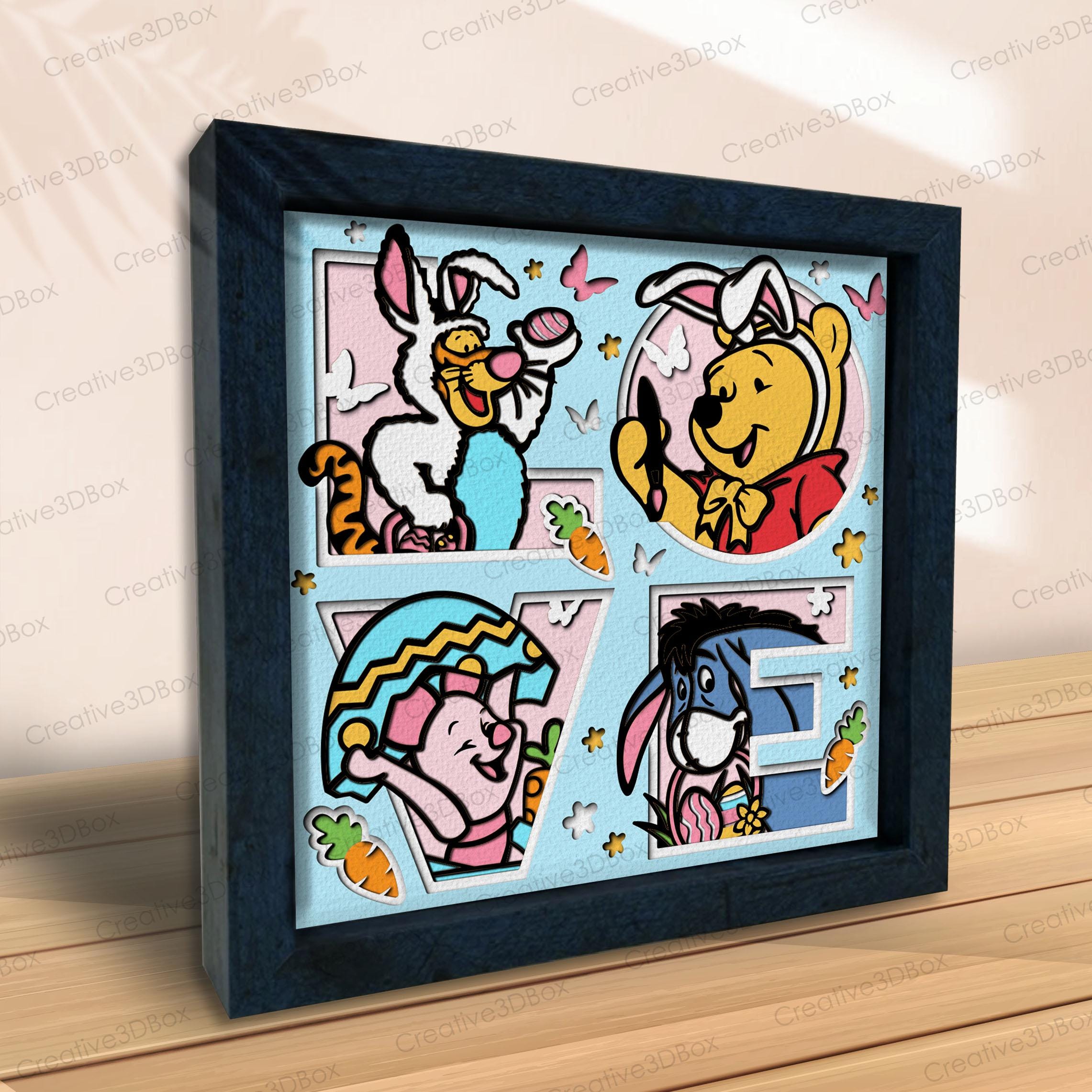 Tigger Shadow Winnie the Pooh Easter Shadow Box SVG, Tigger Piglet Eeyore Bear Bunny ...
