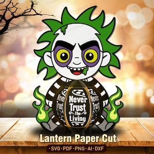 Funny Ghost Lantern Lightbox SVG, Cute Halloween Spirit Paper Lantern with Quote, Layered Paper Cut Design for Spooky Decor /K655
