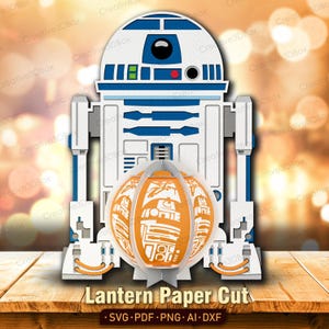 Retro Space Robot Paper Lantern SVG, Sci-Fi Droid Hanging Decor, Futuristic Robot Lantern Template, Cricut Laser Cut File, Geek Gift /H289